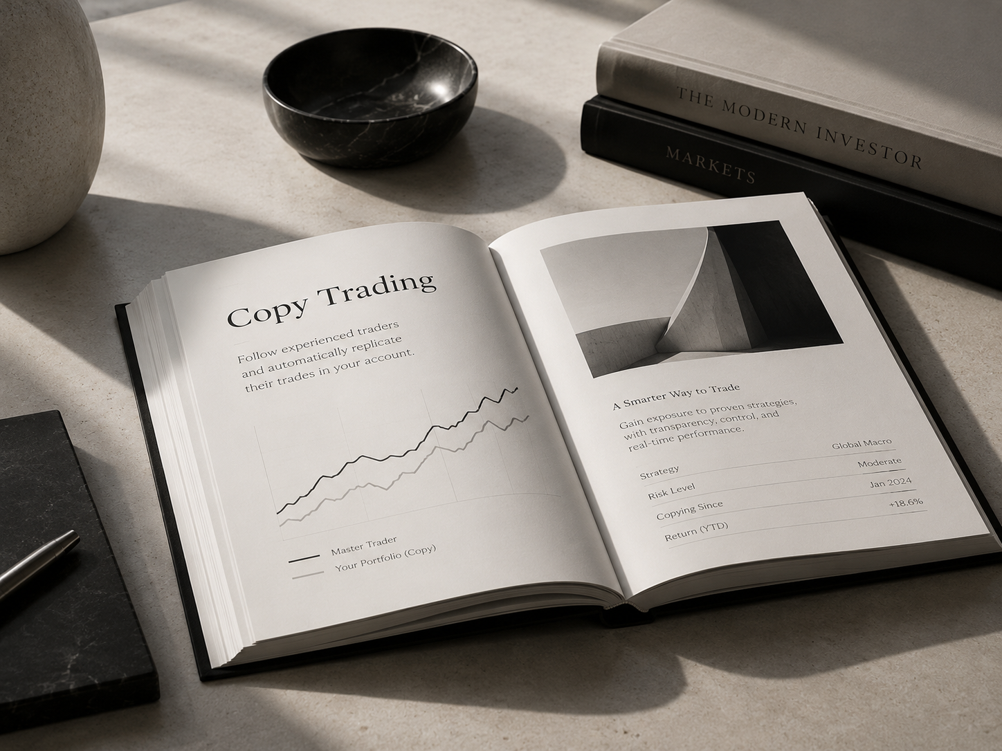 หนังสือเปิดอธิบาย Copy Trading ภาพแนวคิด ไม่ใช่หลักฐานผลตอบแทนจริง